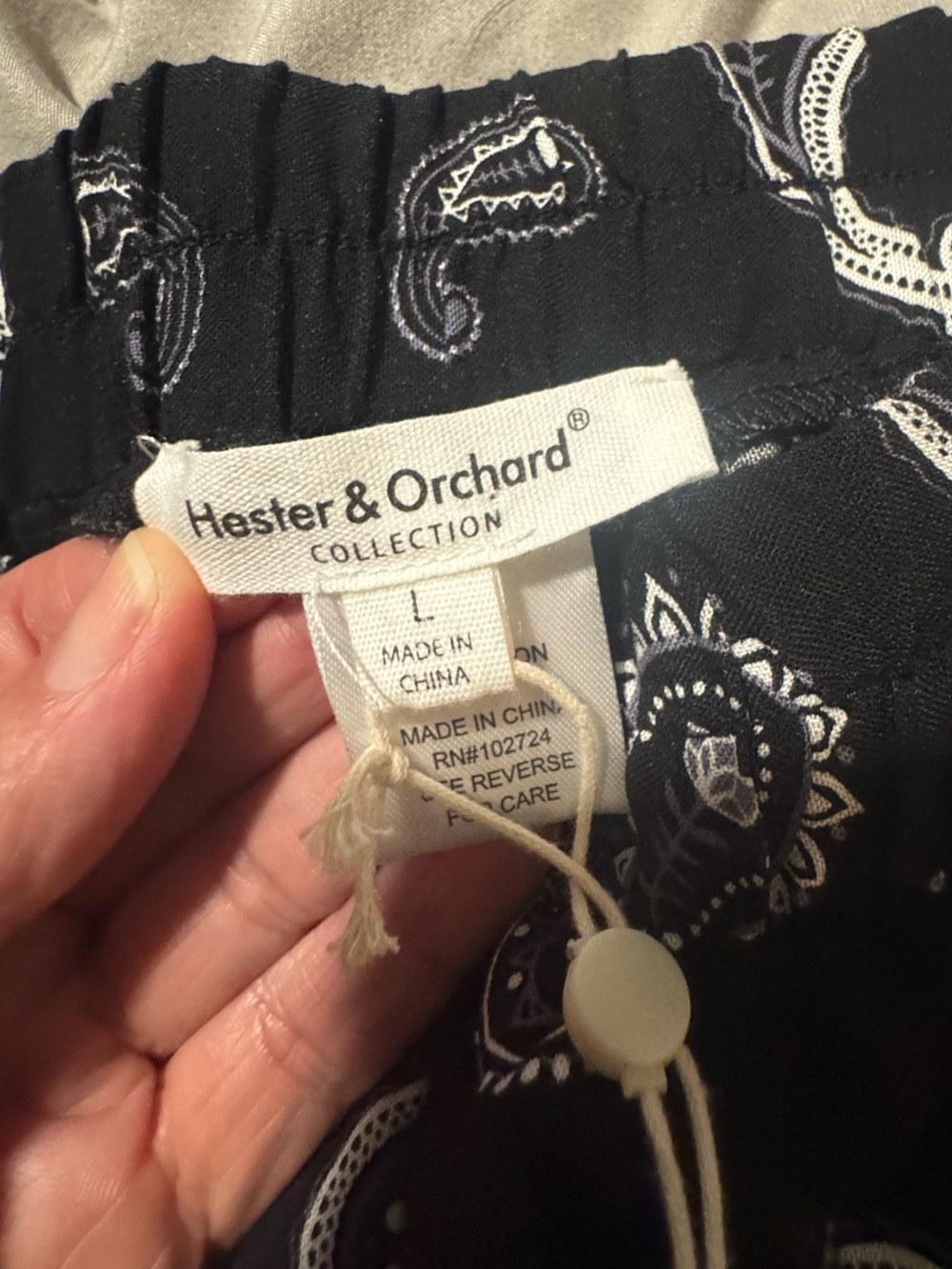 NWT Hester & Orchard Boho Paisley Wide Leg Pull-On Palazzo Pants Size L - Picture 7 of 8
